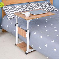 Hospital Bed Table with Wheels, Overbed Tables Adjustable, Heavy Duty Steel Frame and Swivel Locking Casters for Home, Hospital Laptop, and Breakfast (Color : A)