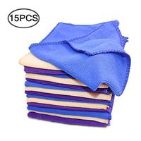 15 Pieces, findTop Clean Absorbent Towel, Yellow, Blue and Purple, 12x 12 Inches, for Glass, Windows & Furniture.