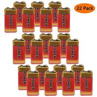 6F22 9 Volt Batteries 22 Pack 6LR61 Bulk 9 Volt Battery for Smoke Alarms, Smoke detectors and Other Devices