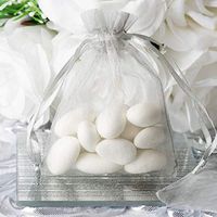 Efavormart 10PCS Silver Organza Gift Bag Drawstring Pouch Wedding Favors Bridal Shower Treat Jewelry Bags - 3"x4"