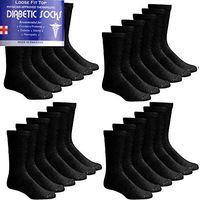 6 12 Pairs Men's Circulatory Diabetic Crew Socks Size 9-11 10-13 13-15 (White(6-Pairs), 9-11)