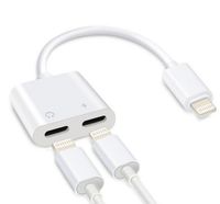 TechNoob iPhone Headphone Adapter, Dual Lightning Adapter iPhone Splitter Audio and Charge Lightning Adapter for iPhone 7/7 Plus, iPhone 8/8 Plus, iPhone X, White