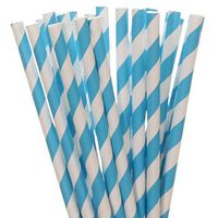 Bright Blue Striped Paper Straws (25)