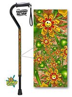 Aluminum Adjustable Walking Cane with Gel Grip Handle Smiley Flowers