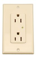 Leviton 5280-T 15-Amp, 125-Volt, Decora Plus Duplex Receptacle, Straight Blade, Industrial Grade, Self Grounding, Surge with Indicator Light, Light Almond