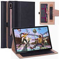 Businda Galaxy Tab S6 10.5 inch Tablet Case, Soft PU Back Cover with Card Slot and Hand Strap Slim Lightweight Folding Stand for Samsung Galaxy Tab S6 T860/T865 Tablet 2019 (Black)