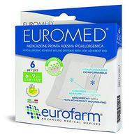 Euromed 6 x 3 1/8 Inches Medical Grade Wound Care Dressing – Breathable Sterile Non-Woven Cushioned and Flexible Absorbent Island with Premium Adhesive Border (6 Pieces)