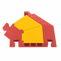 Linebacker CPT3X225-L-Y/O Polyurethane Extra Heavy Duty 3 Channel 45 Degree Left Turn Cable Protectors with T-shaped Connectors, Yellow Lid with Orange Ramp, 25" Length, 20" Width, 3.05" Height