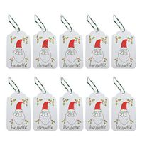 BESTOYARD 50PCS Tags Kraft Tags Santa Hang Tags with 10m Cotton Strings for Gift Wrapping and Labeling