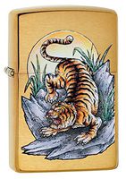 Zippo Tiger Tattoo Design Brushed Brass Pocket Lighter