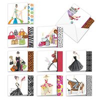 The Best Card Company - 10 All Occasion Blank Note Cards for Women (4 x 5.12 Inch) - Fashion Greeting Cards Boxed - Write in Style MQ5067OCB-B1x10