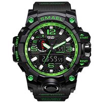 Mens Watches Sports Top Military Watch Brand Luxury Quartz Watch Men Chronograph Waterproof Military Sport Wristwatch Clock Dual Display Analog Digital Led Electronic Quartz Wristwatche (Dark Green)
