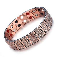 HiTreasure Double Strength 4 Elements Mens Pure Copper Magnetic Therapy Negative Ions Germanium Link Bracelet for Arthritis Pain Relief Anti-Radiation(Imported,3500 Gauss Each Link)