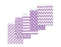 200 Counts Medium Lavender Biodegradable, Food Safe Ink & Paper, Assorted Design Cookie Bag, Eco-Friendly Favor Bag, Treat Bag for Party (Medium, Lavender)