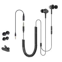 Avantree Long Cord Headphones for TV PC, 12ft / 3.6m Extension Cable Earbuds Earphones, 3.5mm Audio Output, Metal Stereo In-ear Wired Bass Headset with Spring Coil Wire - HF027