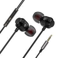 Stereo Headset,Sacow 3.5mm Magnetic Metal in Ear Microphone Headset Super Bass Music Earphone (Black)