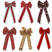 Set of 6 Holiday Decorative Bows! - Perfect for Seasonal Decor, Parties, Accessories, and More! - Measures 10"x22" (6 Bows)