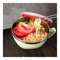Bowl Double-Insulated Stainless Steel with Lid and HandleSealed Instant Noodles Bowl Food Storage Container -900/1200ml Household tableware, retro bowl (Color : 1200ml, Size : GREEN)