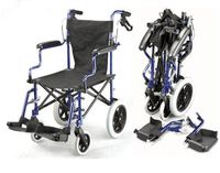 Lightweight Deluxe Folding Transport Travel Wheelchair in a Bag with Handbrakes and Height Adjustable footrests ECTR04