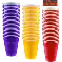 18 oz Party Cups, 96 Count - Purple, Sunshine Yellow, Red - 32 Each Color