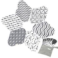 7pcs Set 1 pc Bonus Free Mini Wet Bag +6pcs Absorbent Reusable Sanitary Pads/Washable Bamboo Cloth Menstrual Pads (L,Grey)