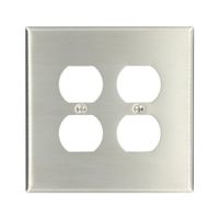 Leviton 84116-40 2-Gang Duplex Device Receptacle Wallplate, Oversized, Device Mount, Stainless Steel
