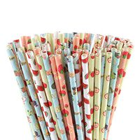 ALINK Biodegradable Hawaiian Tropical Party Paper Straws, Watermelon/Strawberry/Apple/Banana Fun Fruit Straws for Summer Beach Pool Cocktail Luau Decorations, Pack of 100