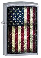 Zippo Custom Lighter: Industrial United States Flag - Street Chrome 78633