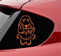 Slap-Art English Cocker Spaniel Dog Sitting Vinyl Decal Sticker (Orange)
