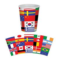 Club Pack of 96 Hot and Cold International Flag Beverage Cups 9 oz.