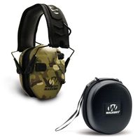 Walkers Razor Slim Electronic Shooting Hearing Protection Muff (Sound Amplification and Suppression) with Protective Case, Tan