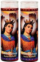 Set of 2 St Barbara Prayer Candles 2 Veladoras De Santa Barbara