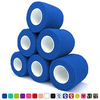 Cohesive Bandage 2" x 5 Yards, 6 Rolls, Self Adherent Wrap Medical Tape, Adhesive Flexible Breathable First Aid Gauze Ideal for Stretch Athletic, Ankle Sprains, Swelling, Sports, Human, Animal, Blue