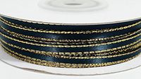 Ben Collection 1/8" X 100 Yards Double Face Satin Ribbon with Metallic Gold & Silver Edge (Hunter & Gold)