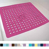 Gorilla Grip Original Patented Bath, Shower, and Tub Mat, 21x21, Machine Washable, Antibacterial, BPA, Latex, Phthalate Free, Square Bathroom Mats with Drain Holes, Suction Cups, Hot Pink Opaque