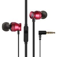 Wired Earbuds in-Ear Stereo Earphones with Microphone Deep Bass Ear Buds Premium Sound Noise Isolating Headphones with 3.5mm Audio Output for Phone, Laptop, MP3, iOS/Android Devices(C300-Red)