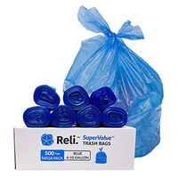 Reli. SuperValue 6-10 Gallon Recycling Bags (500 Count, Bulk) Blue Trash Bags 10 Gallon, Garbage Bags (6 Gallon, 7 Gal, 8 Gal Capacity) Trash Can Liners in Bulk (6 Gal - 10 Gal), Blue