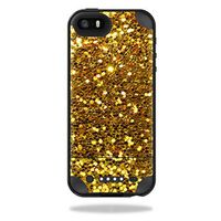 MightySkins Protective Vinyl Skin Decal Compatible with Mophie Juice Pack Plus iPhone 5/5S/SE Case wrap Cover Sticker Skins Gold Glitter