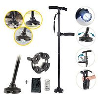 Nwlzx Travel Adjustable Folding Canes and Walking Sticks for Men and Women with Led Light and Cushion Handle for Arthritis Seniors Disabled and Elderly Best Mobility Aids Cane，Black