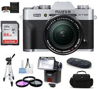 Fujifilm X-T20 Mirrorless Digital Camera (with XF 18-55mm 64GB PRO Bundle, Silver)