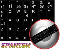 REPLACEMENT SPANISH KEYBOARD STICKER ON BLACK BACKGROUND