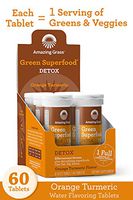 Amazing Grass Effervescent Tablets, Green Superfood Detox Water Flavoring Tablet, Antioxidant Supplement and Anti Inflammatory Support with One Serving of Greens, Orange Turmeric Flavor, 60 Count