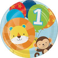 Creative Converting 324594 96Count Sturdy Style Dinner/Large Paper Plates, One is Fun- Boy, One is Fun - Boy