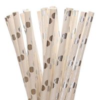 Biodegradable Paper Straws Silver Foil Polka Dot (50)