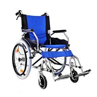 YL Aluminum Alloy Lightweight Wheelchair,with Handle Brake Portable Walker,Back Storage Bag and Belt Seat 18-inch seat, Transport Wheelchairs, Blue