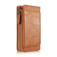 iPhone XS Max Case with Card Holder, Vacio Full Protective Scratchproof Matte Resistant Protective Cover with Zipper Drop Protection Wallet Phone Case for Apple iPhone XS Max (Brown)