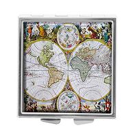 Top A Custom Personalized Square Pill box Decorative Box Vitamin Container Pocket Or Wallet (Antique World Map-1)