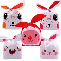 50pcs Bunny Treat Bags Easter Gift Bags Rabbit Ear Bags Party Favor Bags Candy Goodies Gift Wrapping Package for Birthday Party Wedding Baby Shower