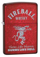 Zippo Lighter: Fireball Whisky Logo, Engraved - Candy Apple Red 80037
