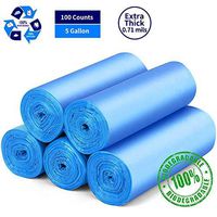 Biodegradable Trash Bags 4-6 Gallon, 100 Counts, Extra Thick 0.71 MIL Small Trash Bag Recycling Garbage Bags Degradable Rubbish Bag Compostable For Kitchen Bathroom Yard Office Wastebasket Car